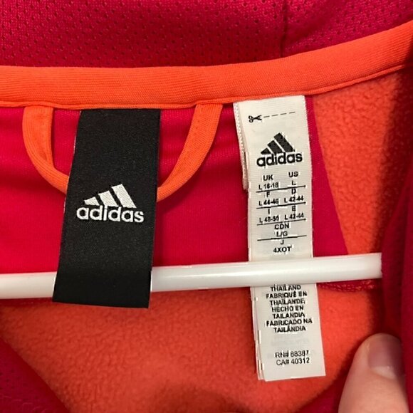 ADIDAS Climawarm Team Issue Fleece Pullover Logo Hoodie Red Active Sweatshirt L - Picture 4 of 12